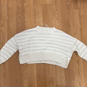 White Cropped Knit Sweater
